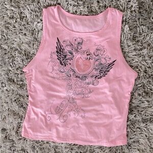 Pink heart graphic tank top